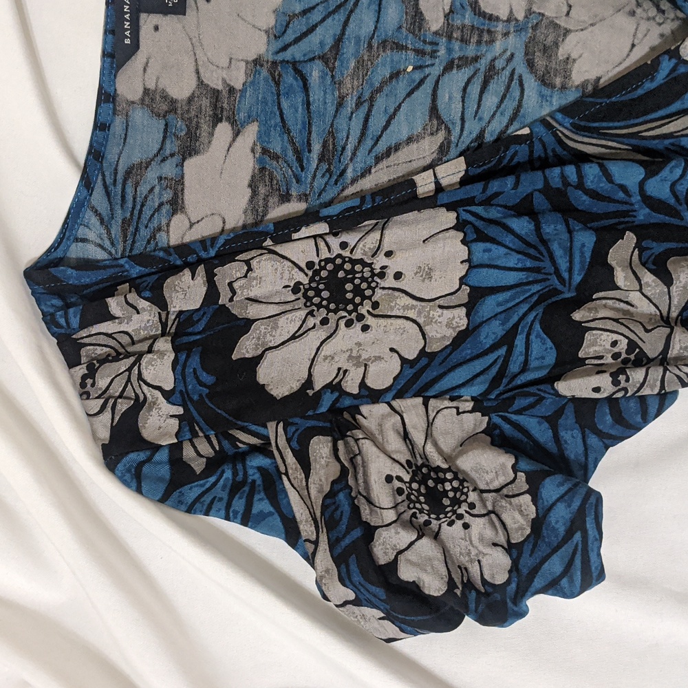Banana Republic Floral Wrap Dress, Color Dark Blue/White Size S - Picture 3 of 12